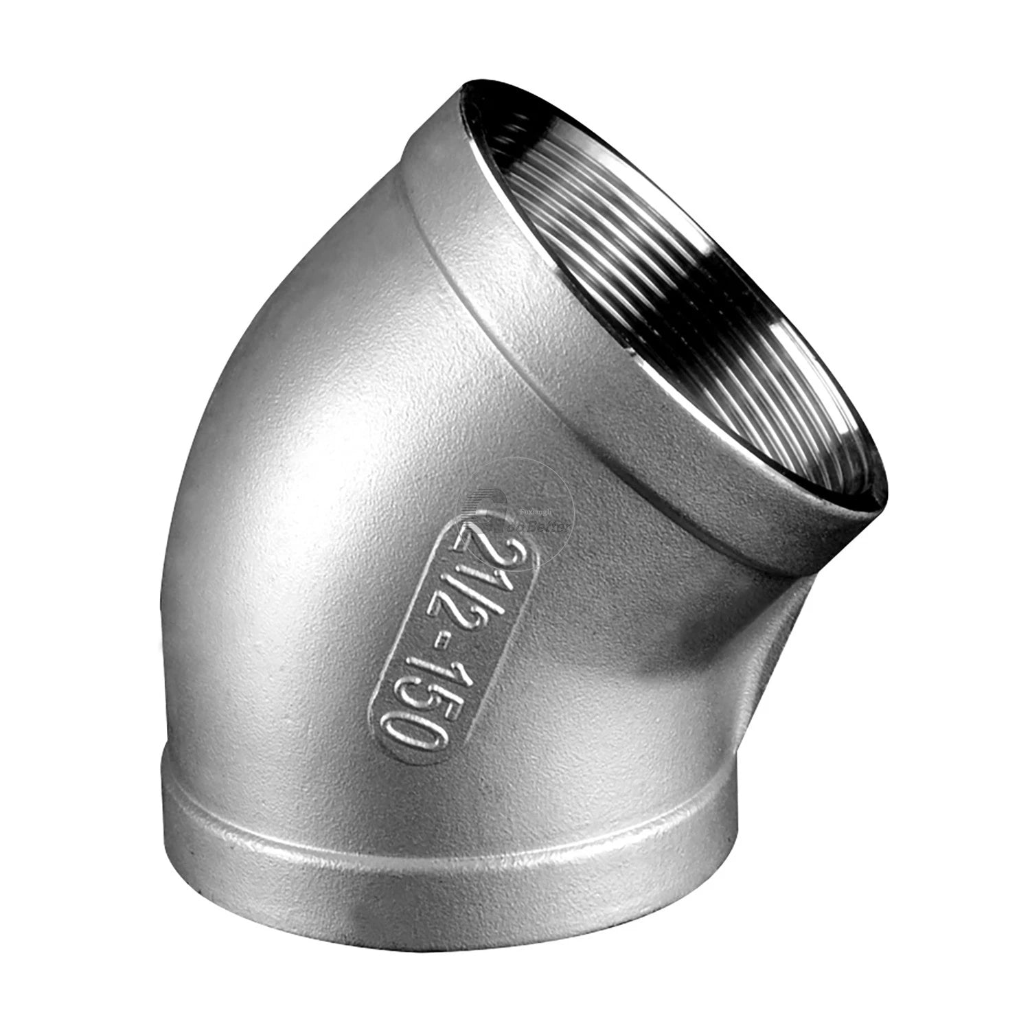 45° BSPT Threaded Elbow Pipe Fittings — A2 Stainless Steel, 1/8" to 4", Female & Female-to-Male
