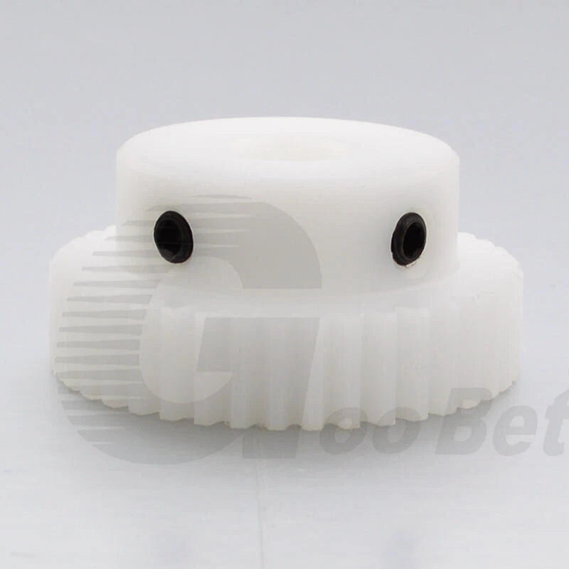 Module 1 Spur Gear POM Plastic 15-40 Tooth with Hub Bore 4-16mm Precision White