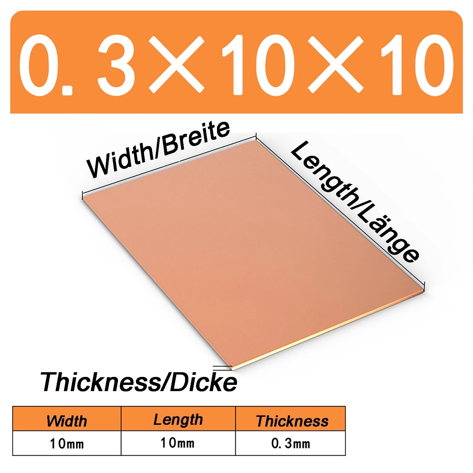 Natural Copper Sheet Metal guillotine cut - 0.3mm - 6.0mm - Multiple
