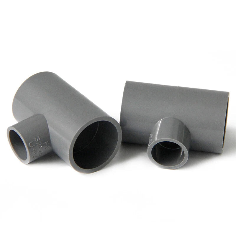 Reducing Tee Connectors PVC Plastic Pipe Fittings Connector I.D. 20mm-200mm Grey