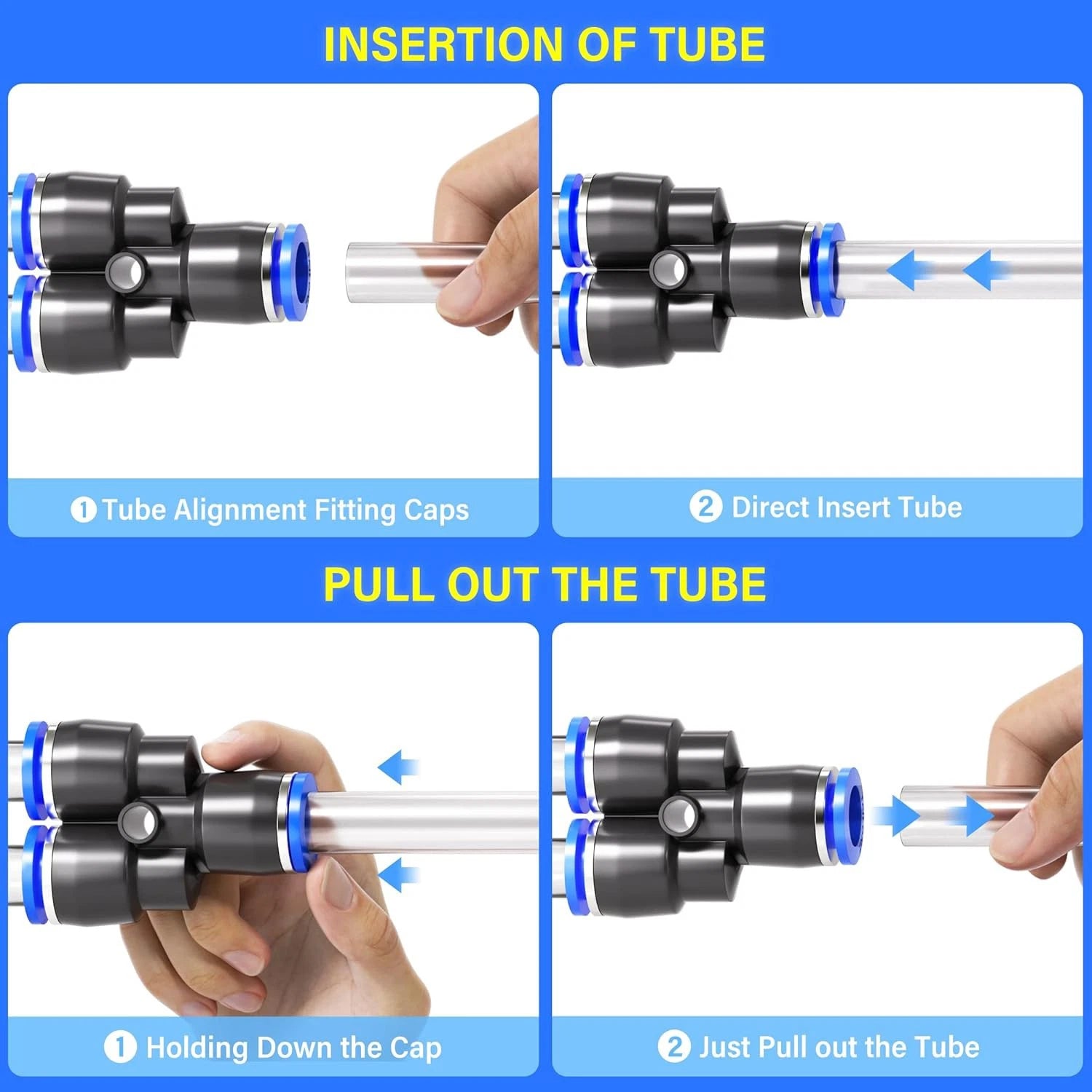 Plastic Pneumatic Hose Splitter Connector — Y-Shape PY & Equal Tee PW Fittings