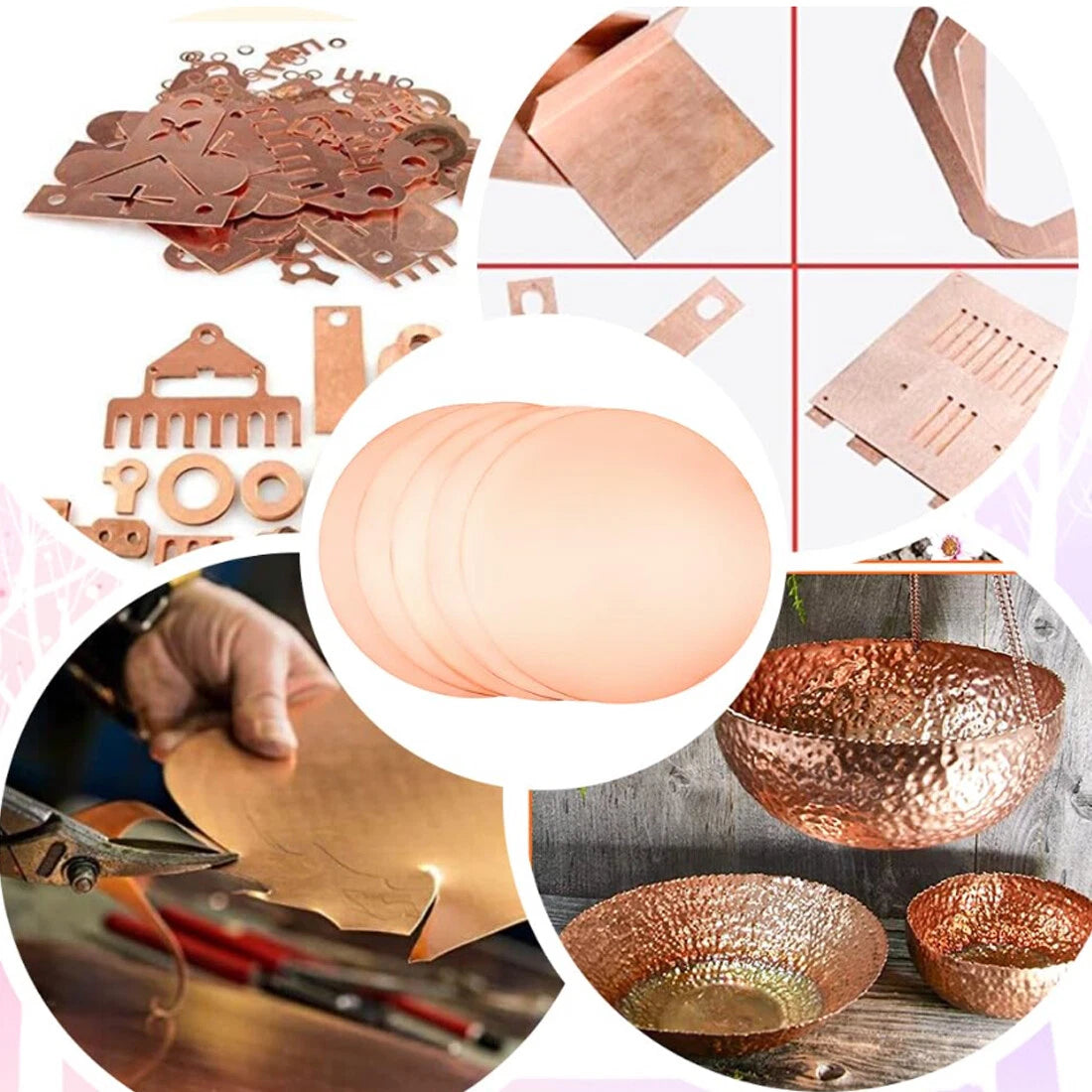 Solid Pure Copper Discs Blanks Round Plate Metal Sheet 10-300mm OD 1mm-6mm Thick