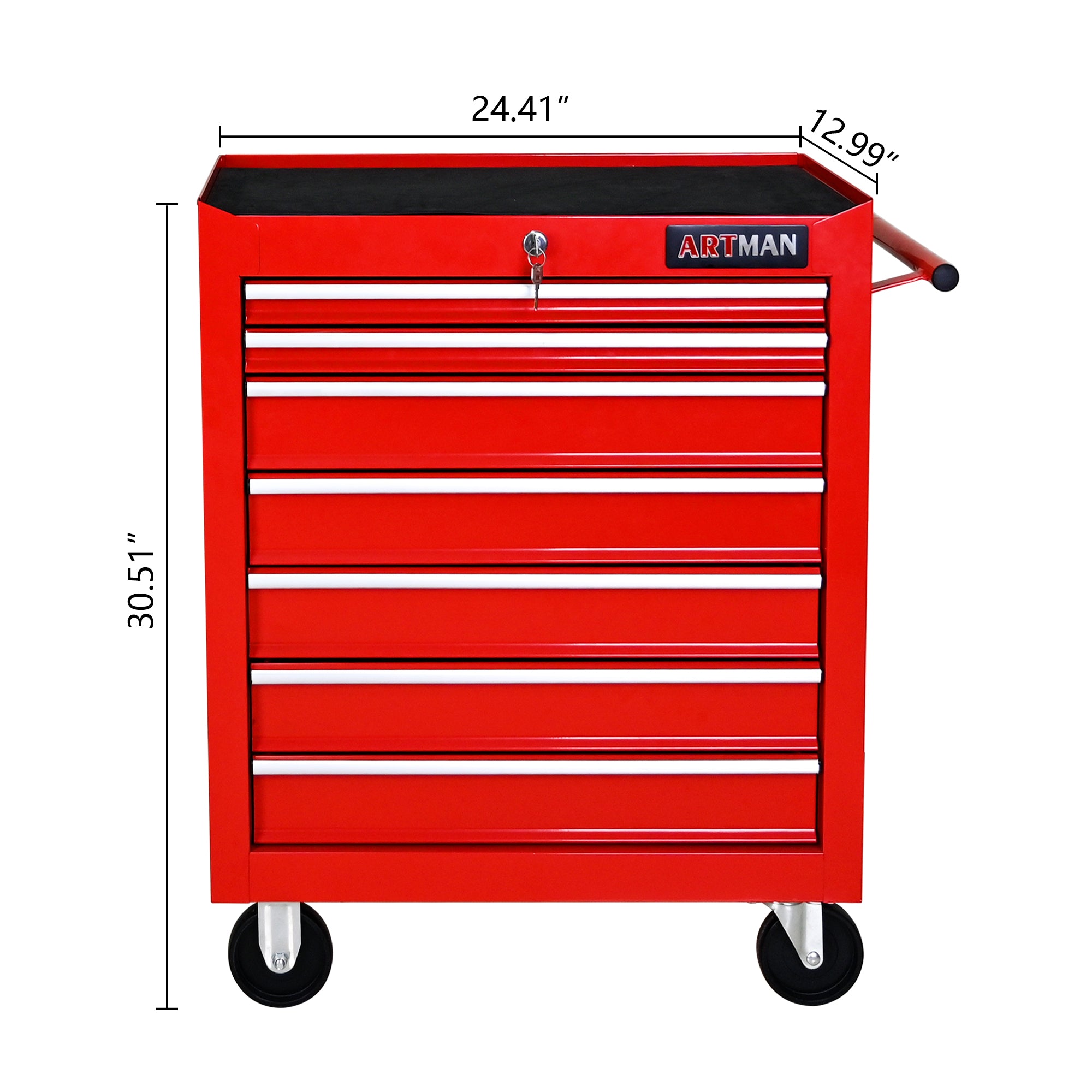 7-Drawer Multifunctional Tool Cart with Wheels – Red (ARTMAN)