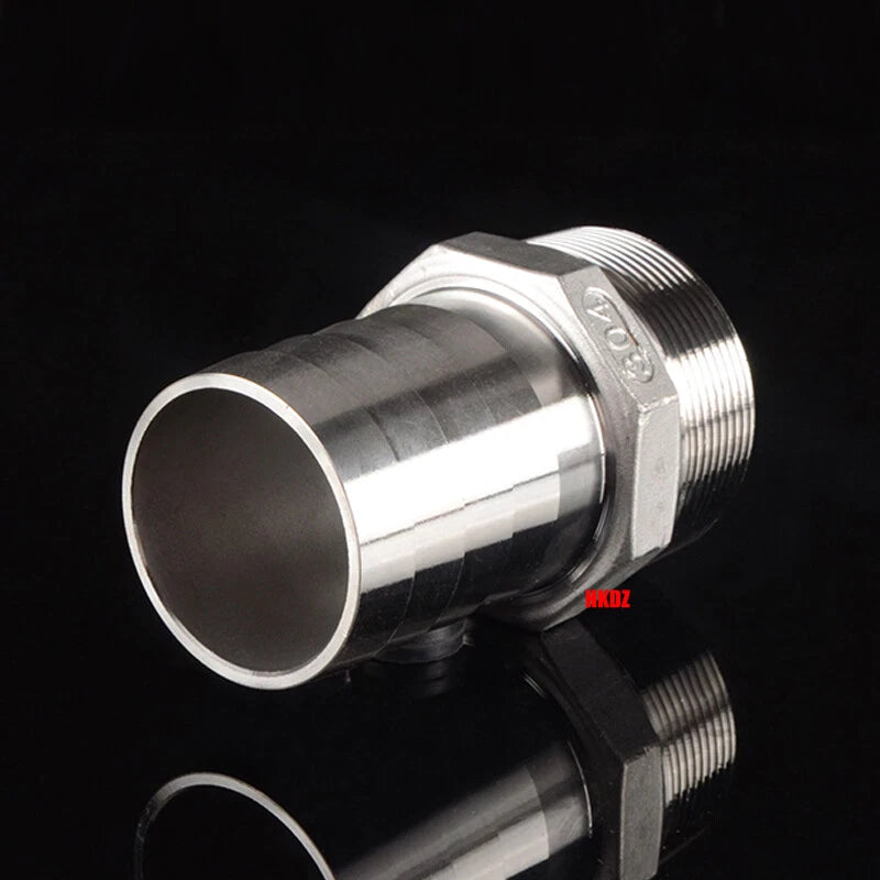BSP Male Thread Barb Hose Tail Connector 304 Stainless Steel — 1" to 3"