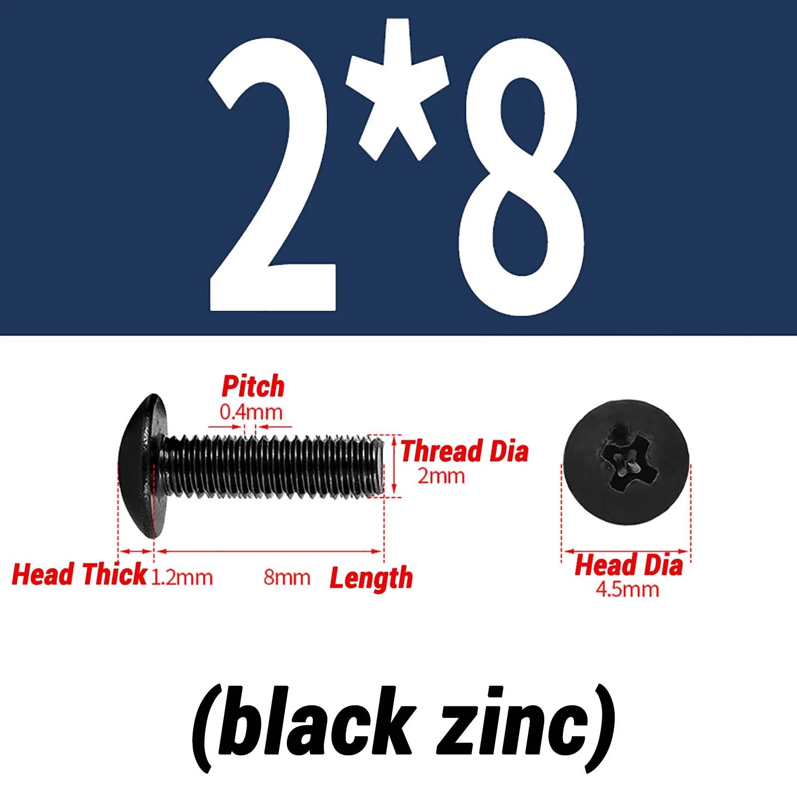 M2–M6 Pan Head Self‑Tapping Sheet Metal Screws – Black Oxide Carbon Steel