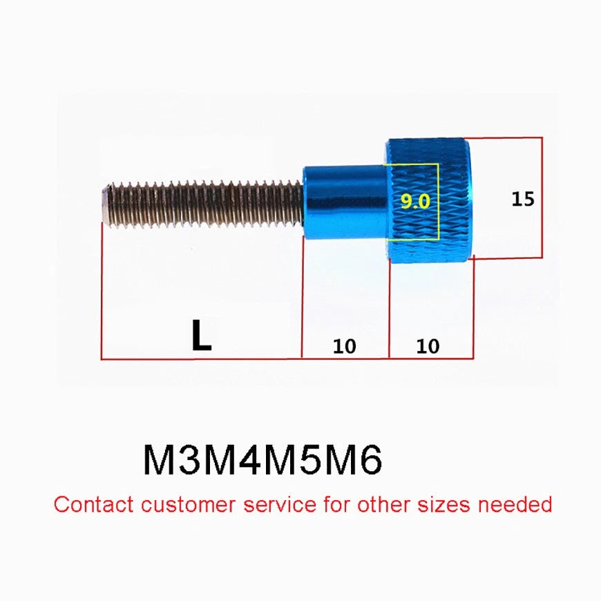 M5*5-100mm High Knurled Thumb Screws, Aluminium Nut + Stainless Steel Thread Rod