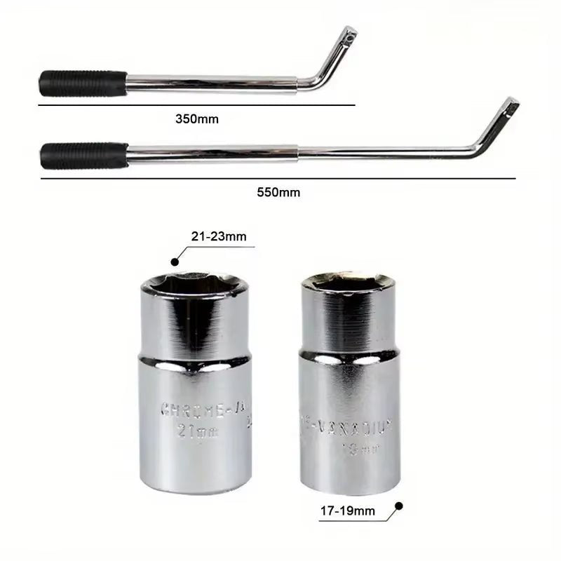 3pcs Car Steel Tire Socket Wrench Set L - Shaped Extendable Telescopic Rod for Car Wheel Lug Nut Removal and Repair - HomeDIYer