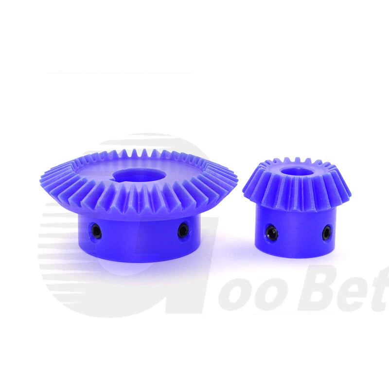 Module 1.5 Straight Bevel Gear Nylon 15 - 40 Tooth 1:2 Pairing 6-20mm Bore Blue