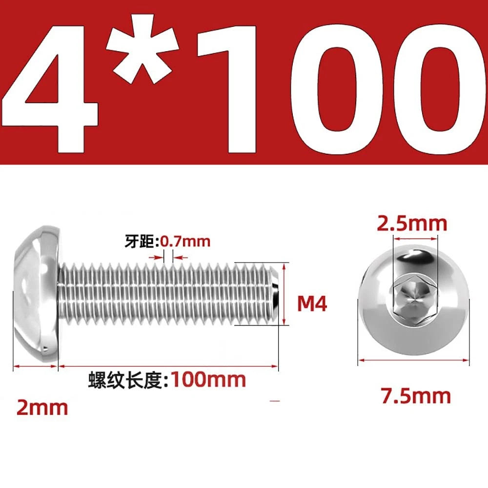 M1.6–M5 A2 Stainless Steel Button Head Socket Cap Screws – Round Pan Head, Hex Drive, Fully Threaded