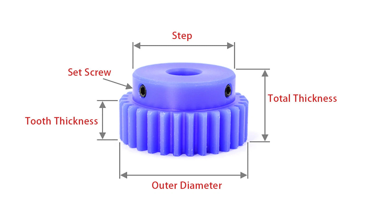 Transmission Spur Gears 1.5Modulus 15-30Tooth Bore 6-12mm Plastic Convex Gears