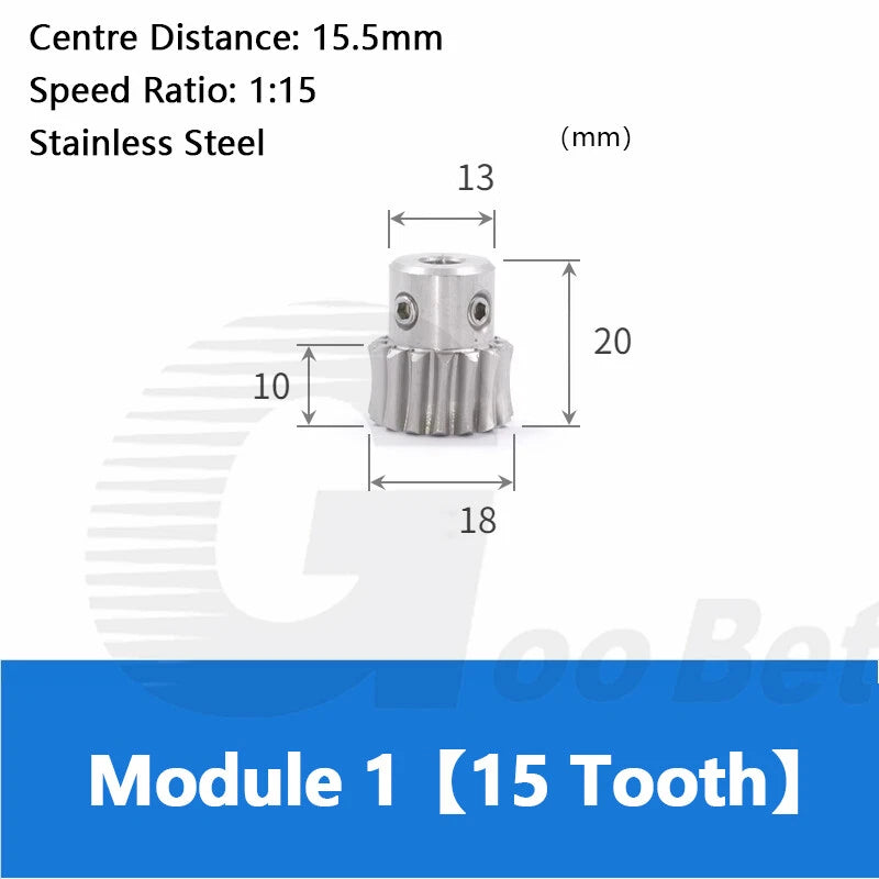Module 1 Worm Shaft Worm Gear Wheel Stainless Steel 15 to 60 Tooth Precision 304