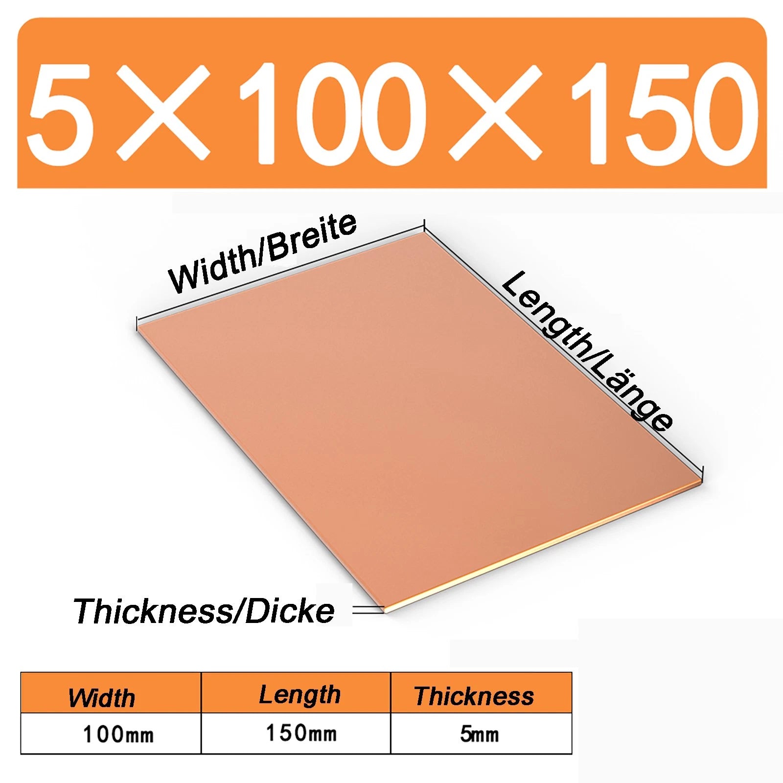 Natural Copper Sheet Metal guillotine cut - 0.3mm - 6.0mm - Multiple