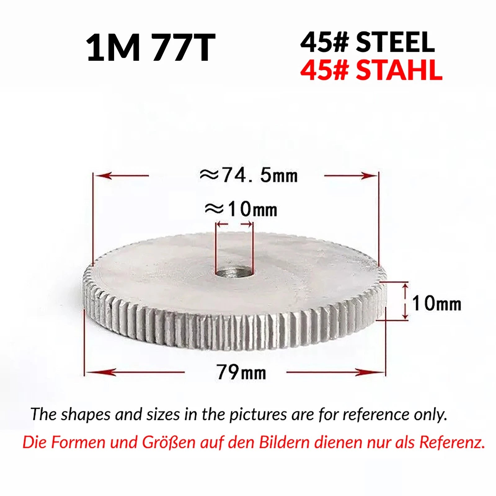 1/1.5/2 Mod 12T-150T Spur Gear 45# Steel Pinion Gear Thickn10-20mm Transmission