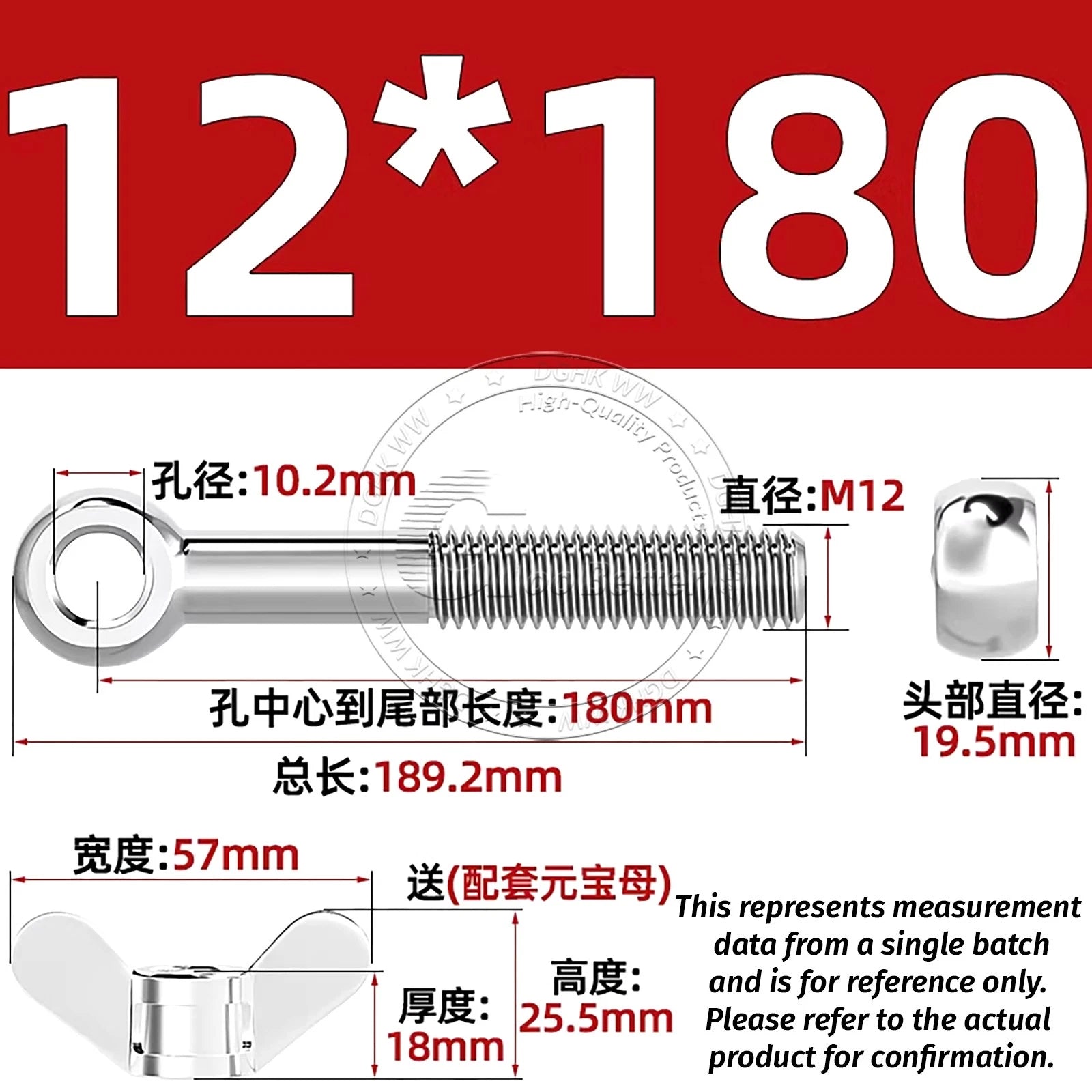 Eye Bolts with Nut — Forged Stainless Steel Threaded Ring Hanging Screws