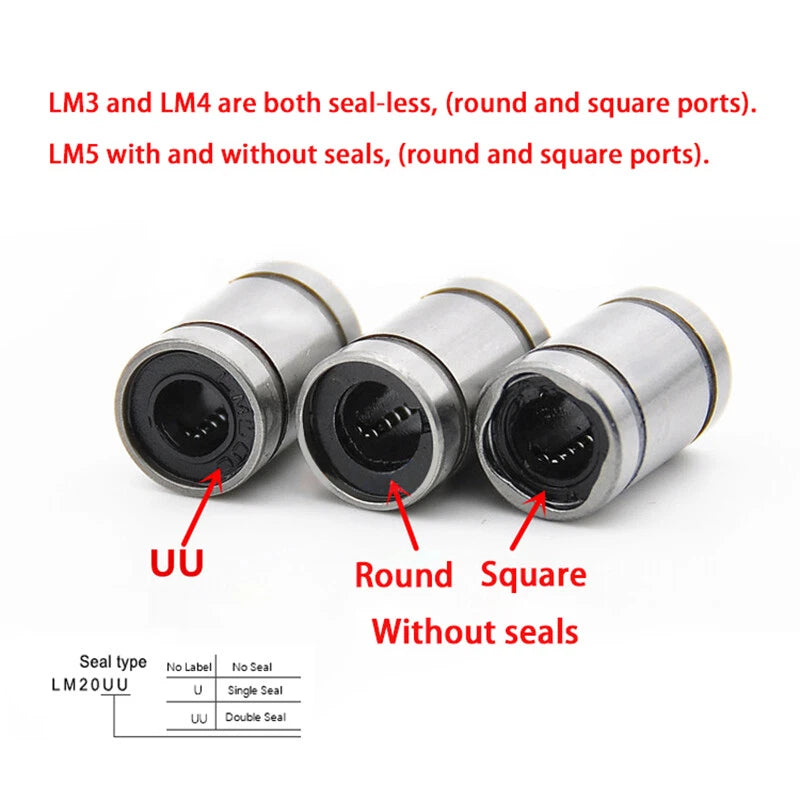 Linear Motion Ball Bearing LM3UU~LM60UU Slide Open Bushing Motion Ball Bearings