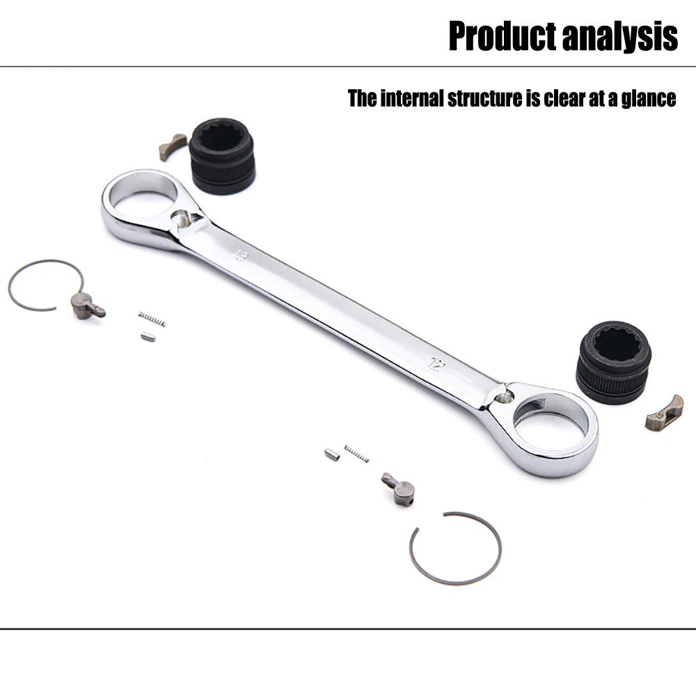 1× Four Sizes In One Ratchet Wrench 8-24mm Quick Spanner Wrench Auto Repair Tool