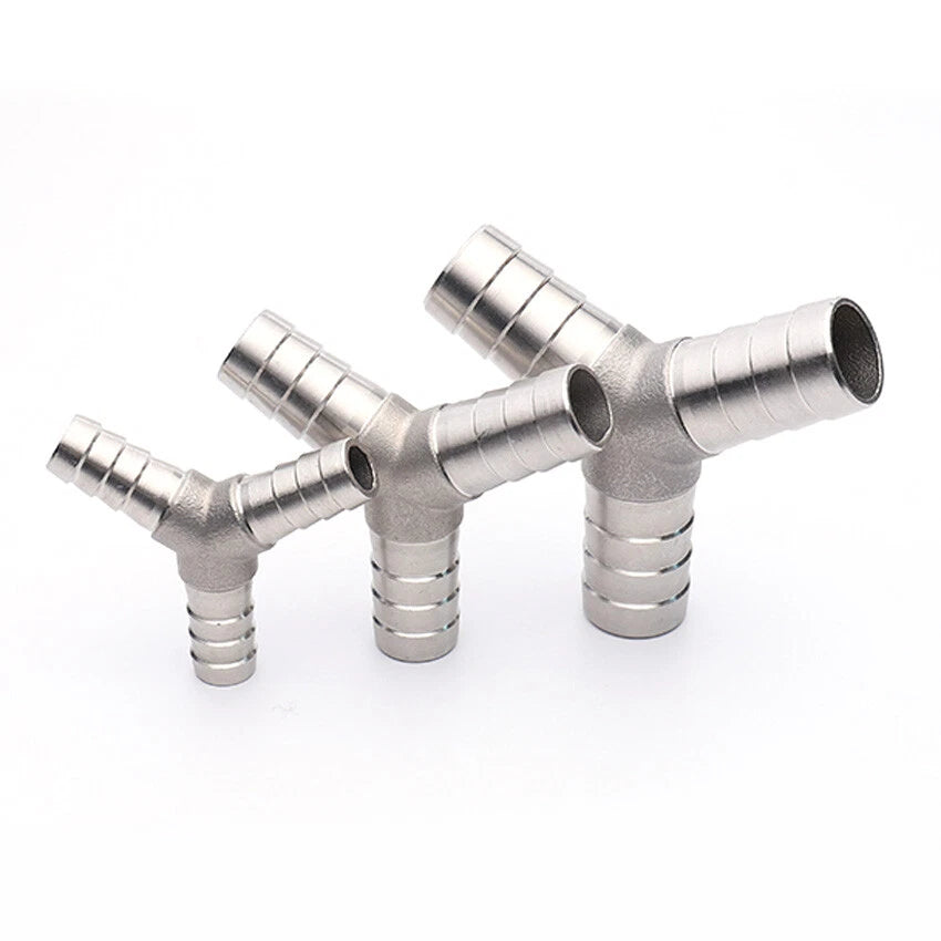 Stainless Steel Barbed Tee & Y Hose Fitting — T-Type & Y-Type, Φ6mm–Φ25mm