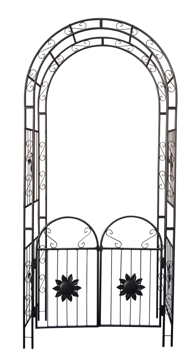 Metal Garden Arch with doors Garden Arbor Trellis Climbing Plants Support Arch Outdoor Arch Wedding Arch Party Events Archway Black - HomeDIYer