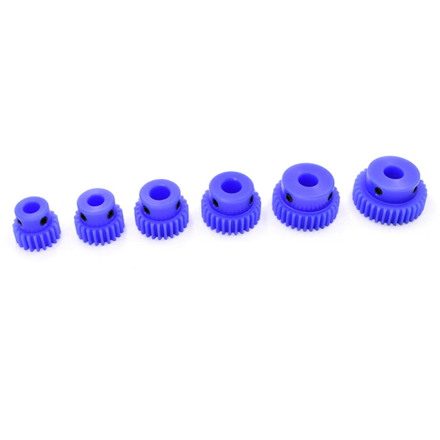 1 Modul Blue Nylon Spur Gear 15-60T Bore 5-12mm Pinion Gear With Step Motor Gear