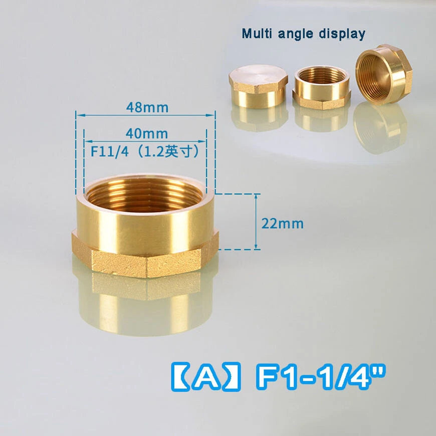 Brass Octagonal Blanking Plug — Male & Female Pipe End Cap | 1-1/4" 1-1/2" 2"