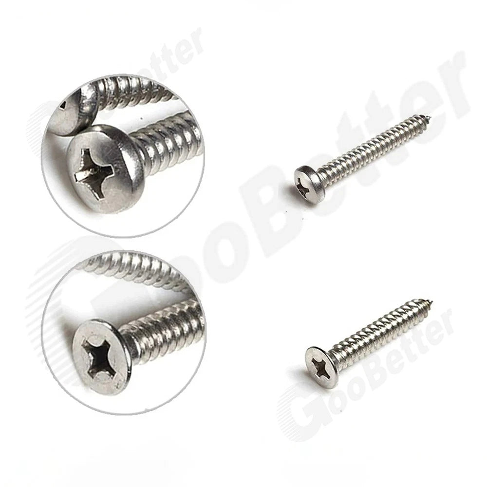 570pc #6 #8 #10 #12 Flat & Pan Head Self‑Tapping Screws – 304 Stainless Steel Kit