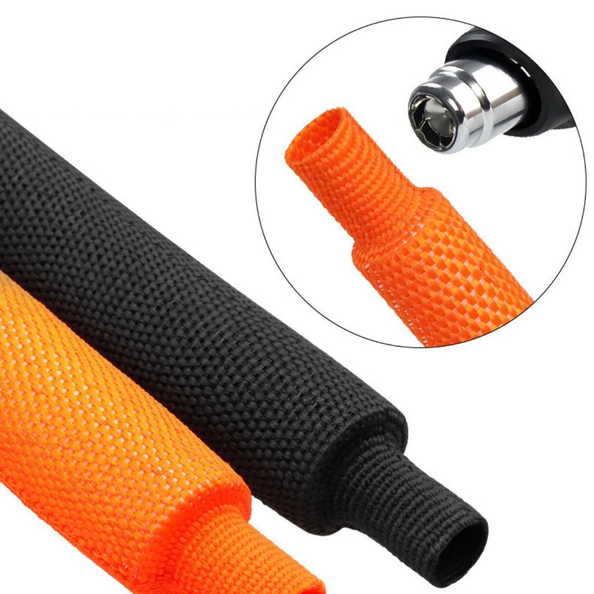 PET Woven Expandable Braided Sleeving — Black & Orange, 4mm–100mm ID, 1m / 5m - HomeDIYer