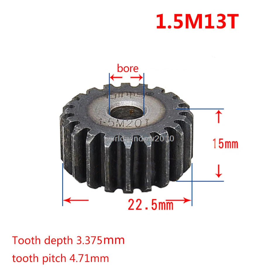 45# Steel Spur Gear 1.5M12T-60T Metal Mod 1.5 Pinion Gear 12-60 Tooth Moter Gear