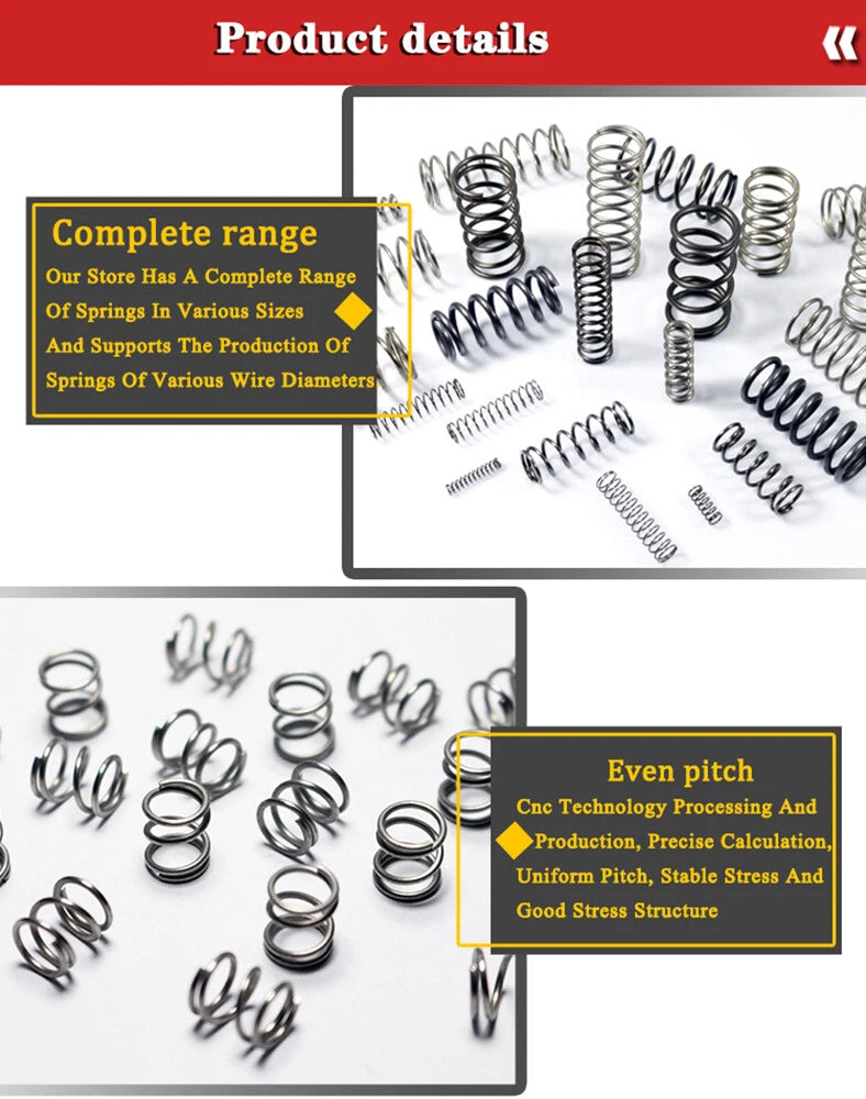 Compression Spring 2.5mm Wire Dia Springsteel Pressure Coil Springs All Lengths