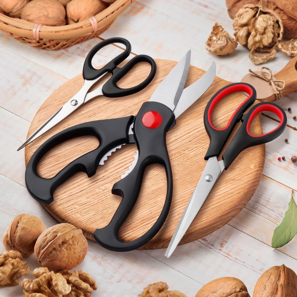 Shears Set - Kitchen Scissors 3 Pack All Purpose Poultry Shears,Stainless Steel Sharp Utility Cooking Scissors for Home - HomeDIYer