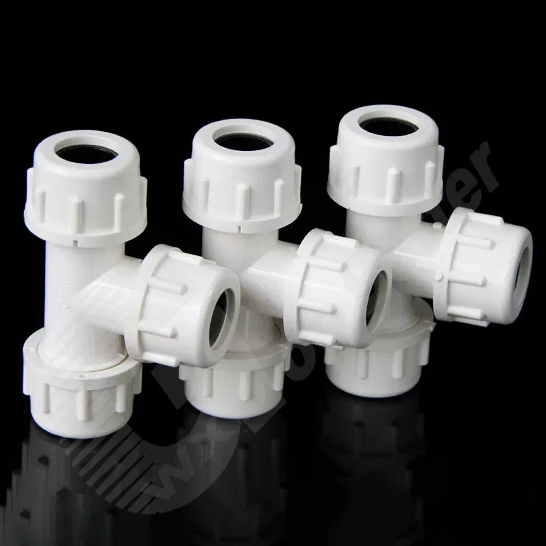 PVC Tee Connectors White Φ20mm Φ25mm~Φ50mm Fittings Union Connectors Lengthened
