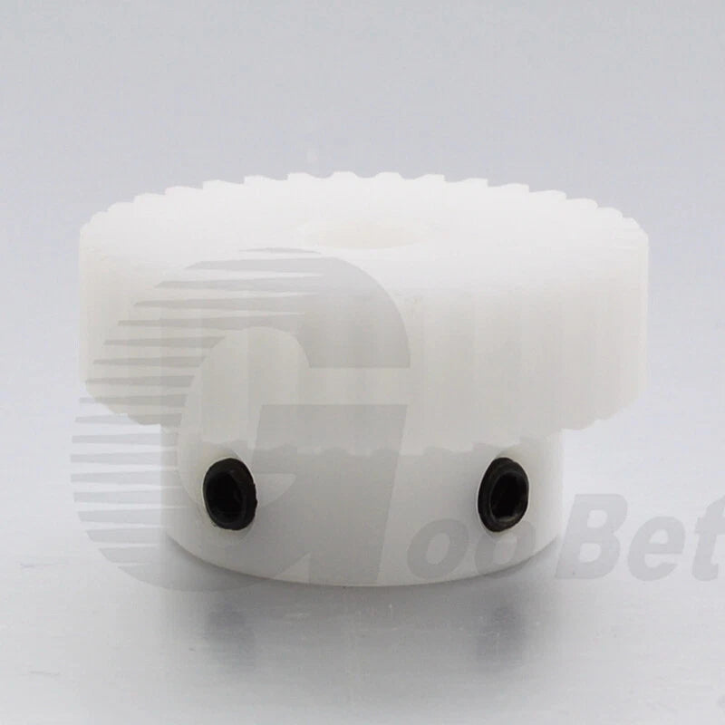 Module 1 Spur Gear POM Plastic 15-40 Tooth with Hub Bore 4-16mm Precision White