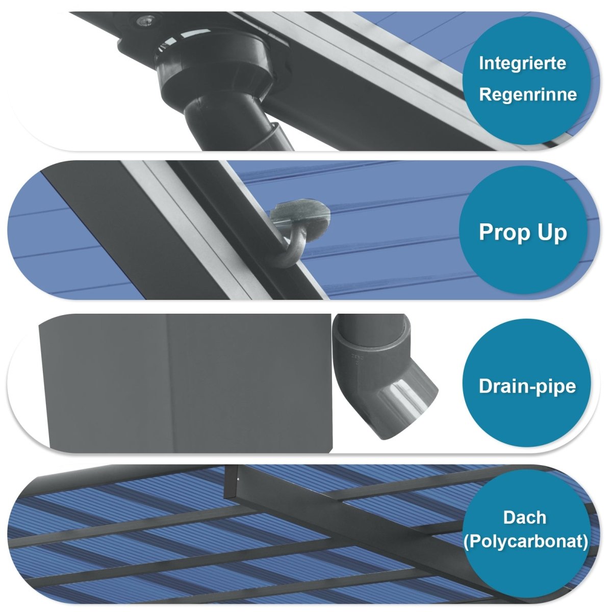 Outdoor Carport, 17.44FT*9FT*11FT Single Carport Aluminum Metal Frame and Polycarbonate Panels Car Port for Outdoor Driveway Car, Truck - HomeDIYer
