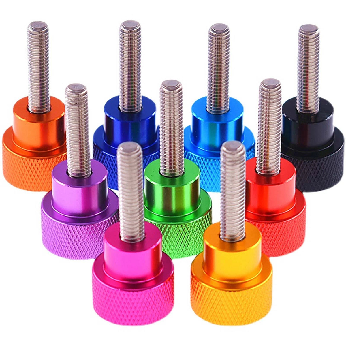 M3 Knurled Thumb Screws with Step Grip — Colored Anodized Hand Knob Bolts