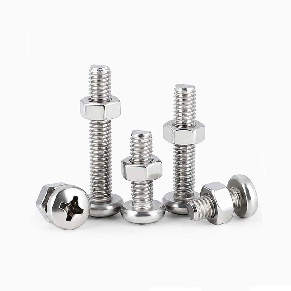 M4 & M6 Phillips Pan Head Machine Screws with Hex Nuts | A2 304 Stainless Steel, 5mm–120mm - HomeDIYer