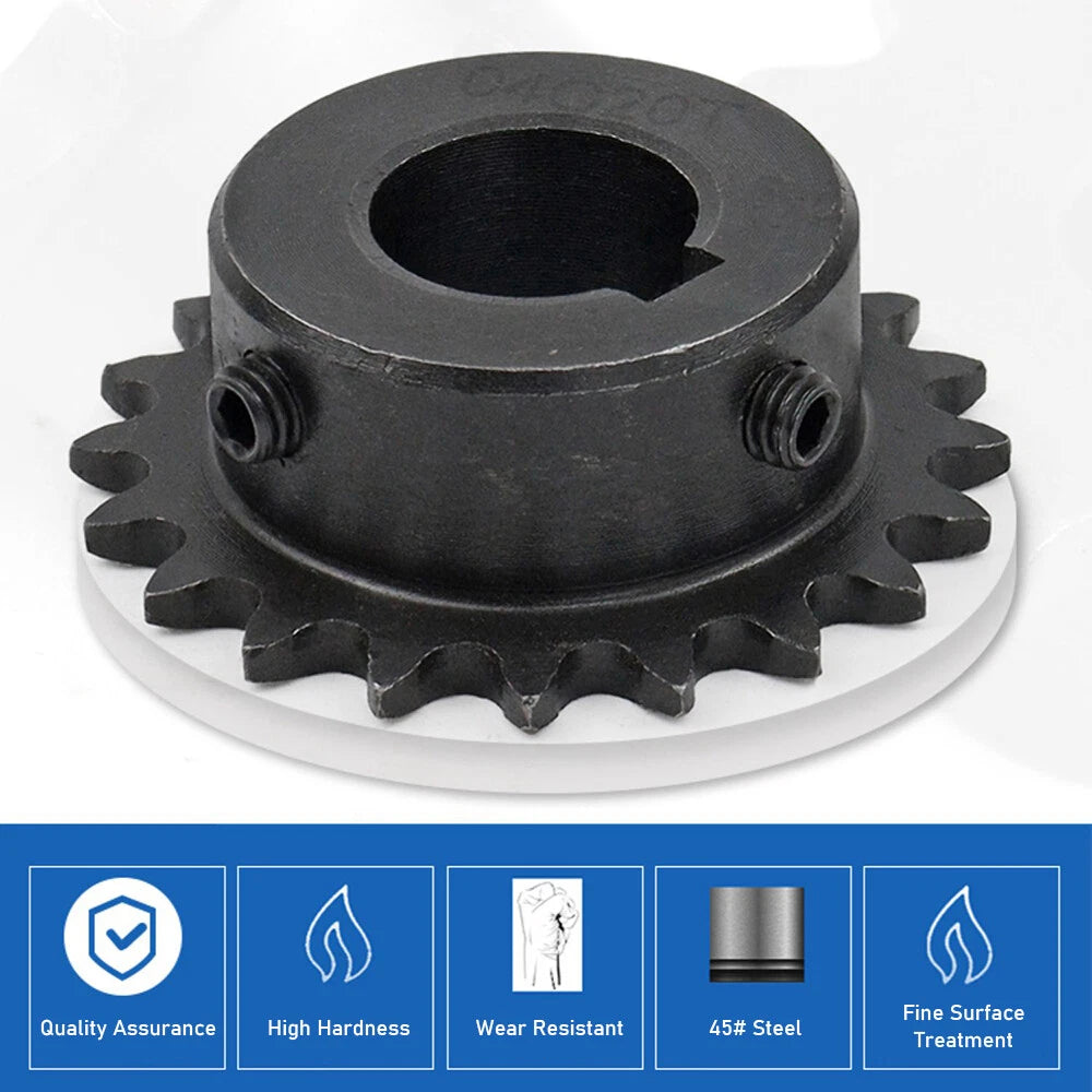 45#Steel Roller Chain Sprocket Wheel 04C Pitch 6.35mm 21~26 Teeth Bore 8~25mm