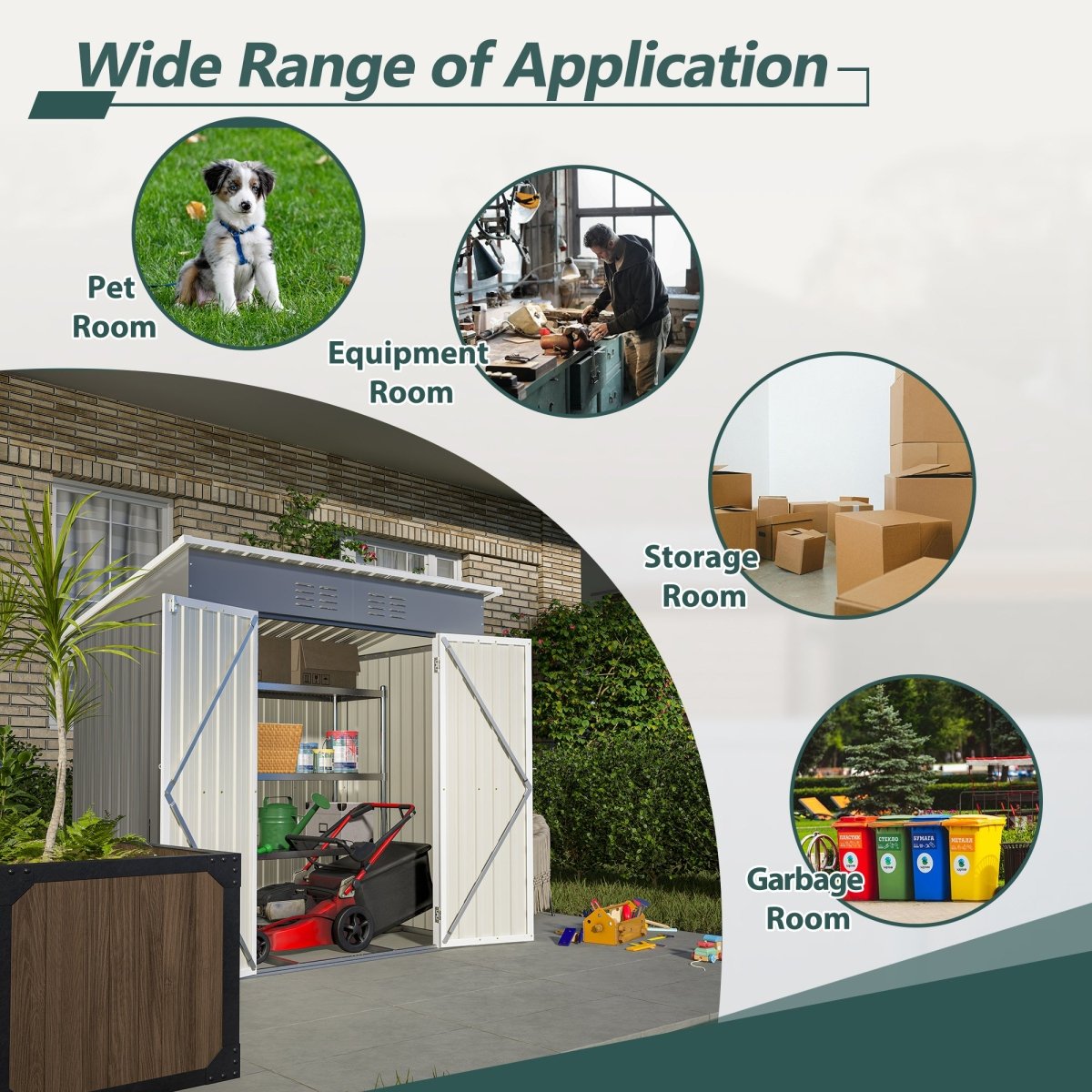 6'x4' Outdoor Metal Storage Shed for Garden Tools Lockable Door With Floor Frame - HomeDIYer