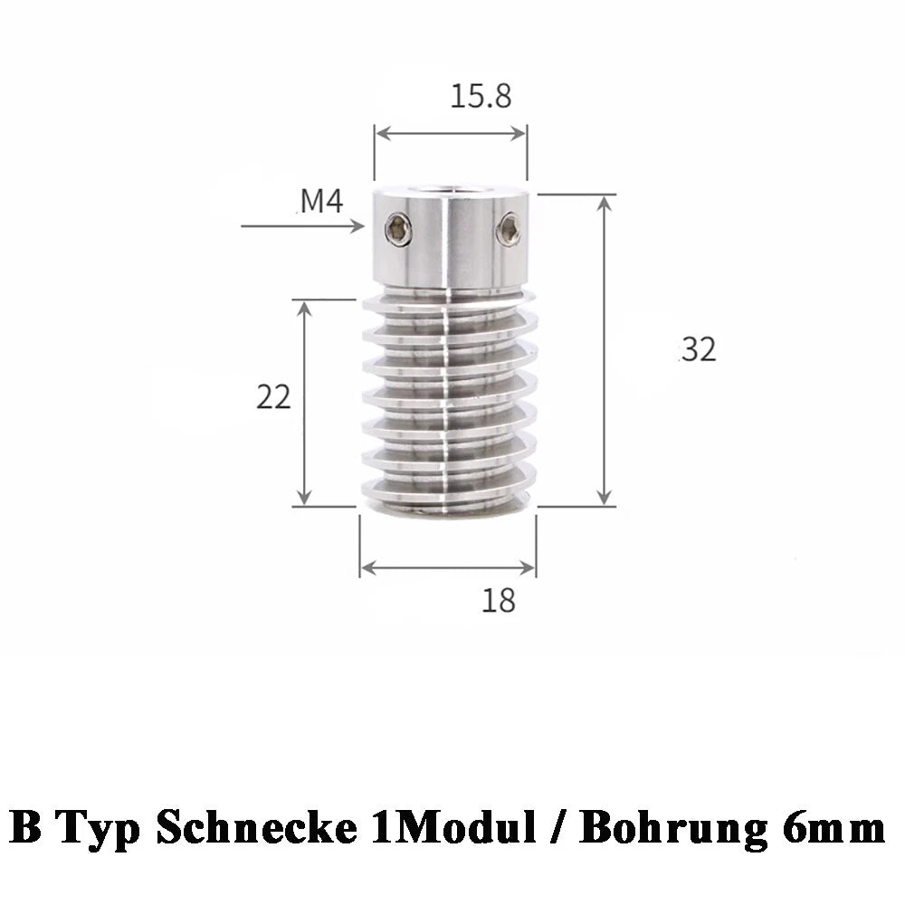 Stainless Steel A2 Module 1 Worm Shaft Worm Gear Wheel 15 to 60 Tooth Precision