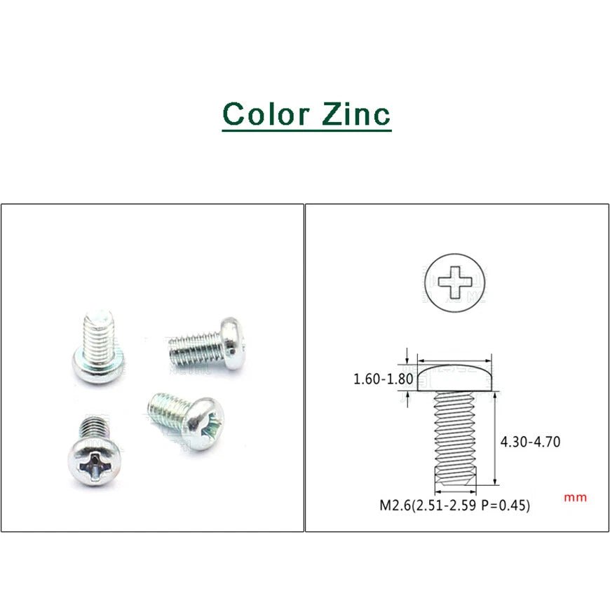 M2.6 Phillips Round Pan Head Machine Screws — Computer Bolts, Multiple Finishes - HomeDIYer