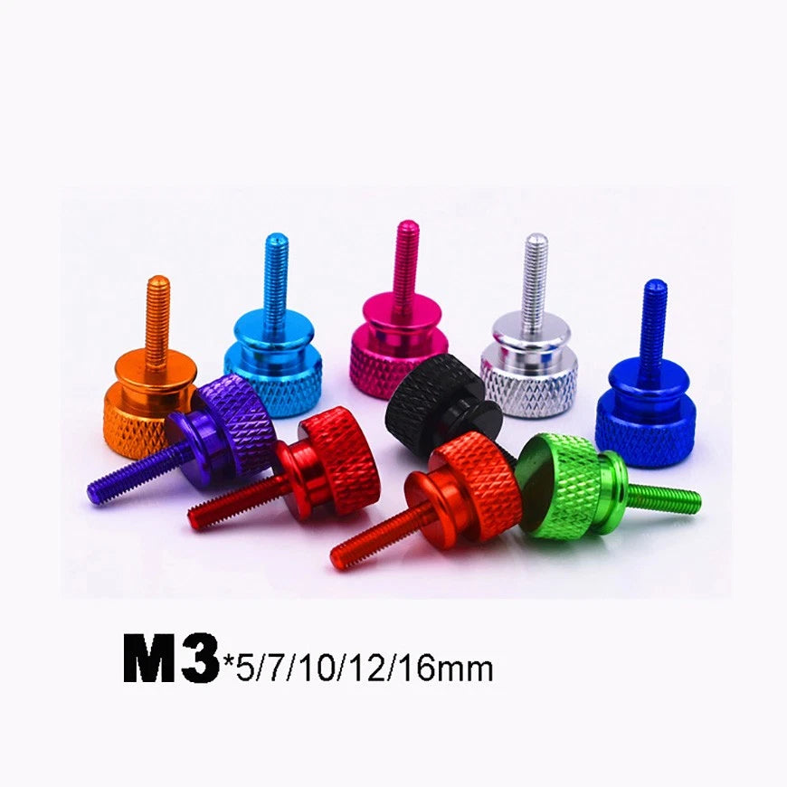 M3*5/7/10/12/16mm Aluminium Anodised Knurled Thumb Screws Hand Grip Knob Bolt