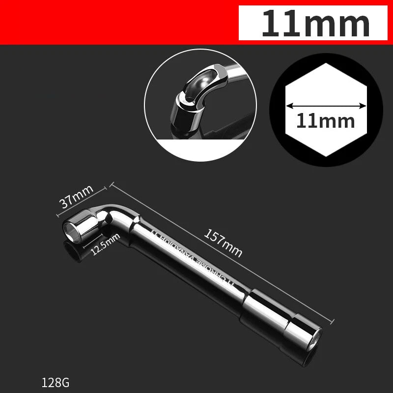 L-Shaped Perforated Hex Socket Wrench Bore Diameter 8-19mm Chrome Vanadium Steel