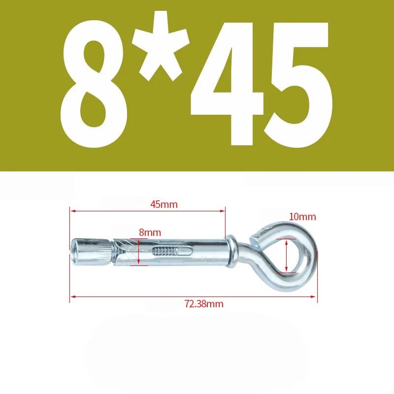Closed Hook Eye Bolt with Expansion Anchor — Galvanised & 304 Stainless | M6.5 M8 M10 M12 - HomeDIYer