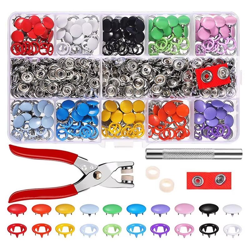 10 Colors Metal Sewing Buttons Hollow Solid Prong Press Studs Snap Fasteners For Clothes Bags 100/200 Set - HomeDIYer