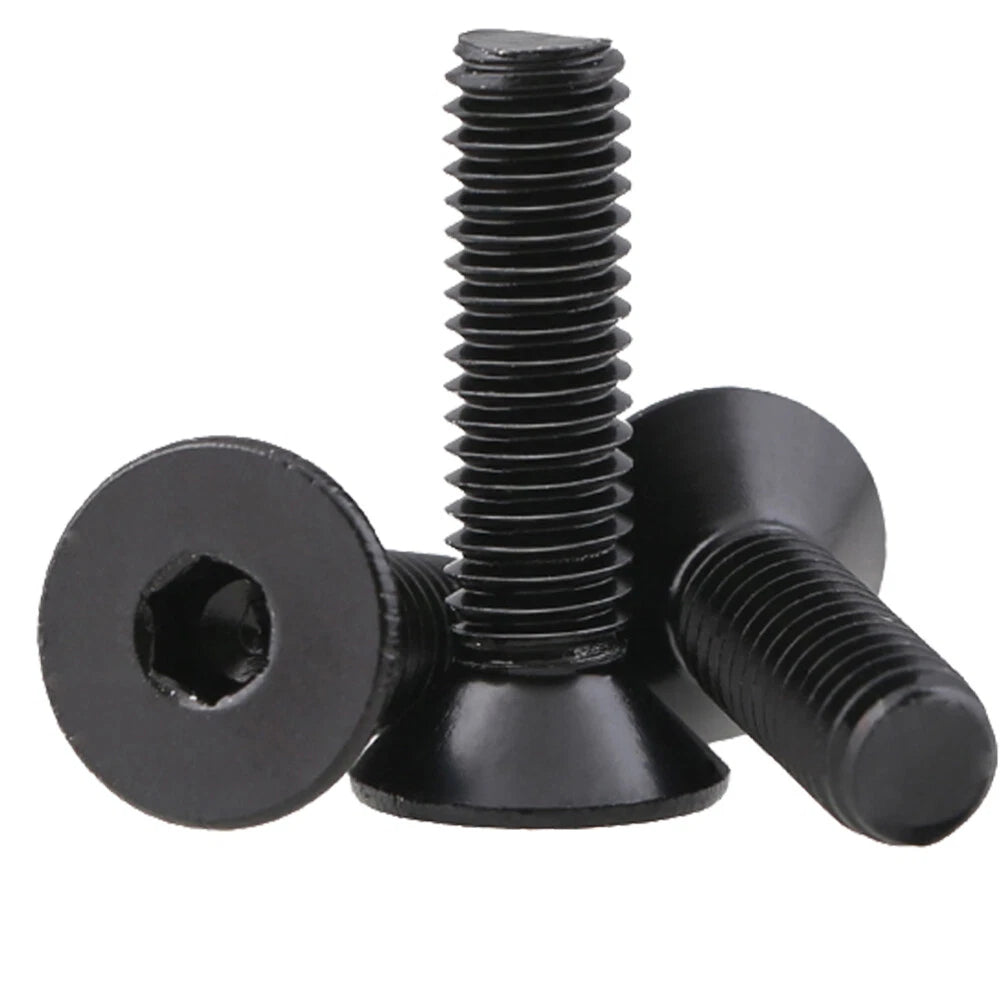 M3–M5 Black Hex Socket Countersunk Screws – A2 Stainless Steel, Electrophoresis Black, Fully Threaded (5–30mm Overall Length)