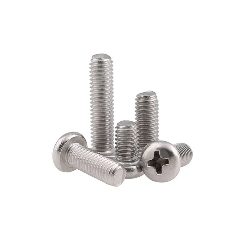 M1.4–M5 Round Head Phillips Machine Screws, Nickel Plated Metric Bolts