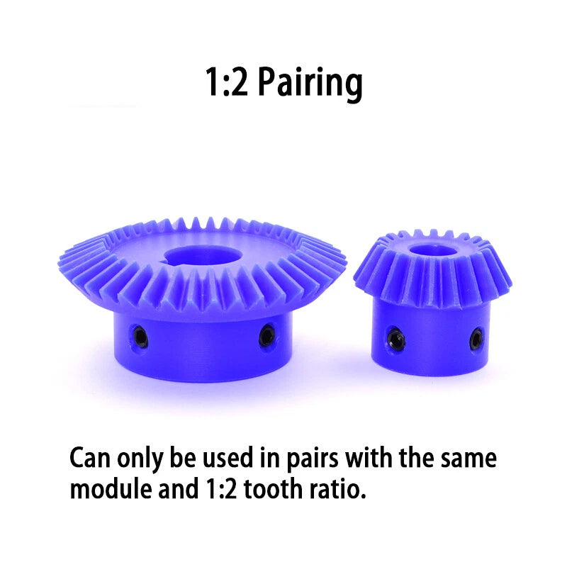 1/1.5/2 Mod Bevel Gear 15T - 40T 90°1:2 Pairing Plastic Nylon Transmission Gear