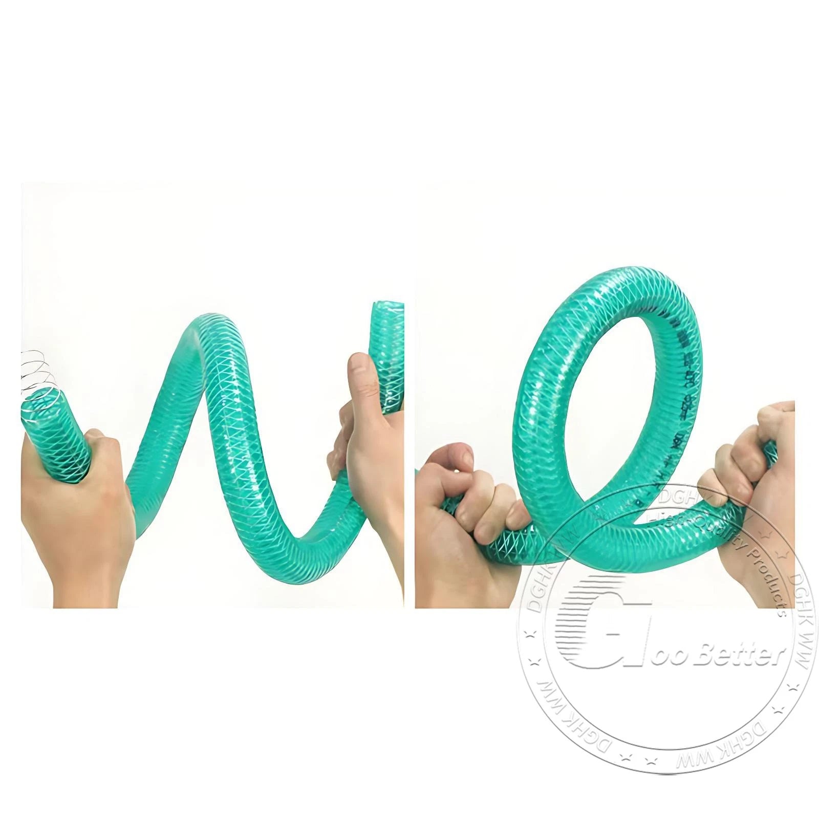 Braided Wire Reinforced Flexible PVC Hose Pipe — Water & Fuel Transfer, Green