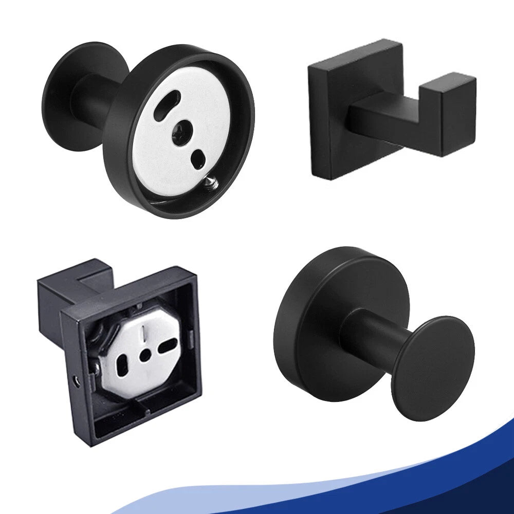 Coat Robe Hooks Stainless Wall Mount Door Hanger Bathroom Towel Black Multi-Type