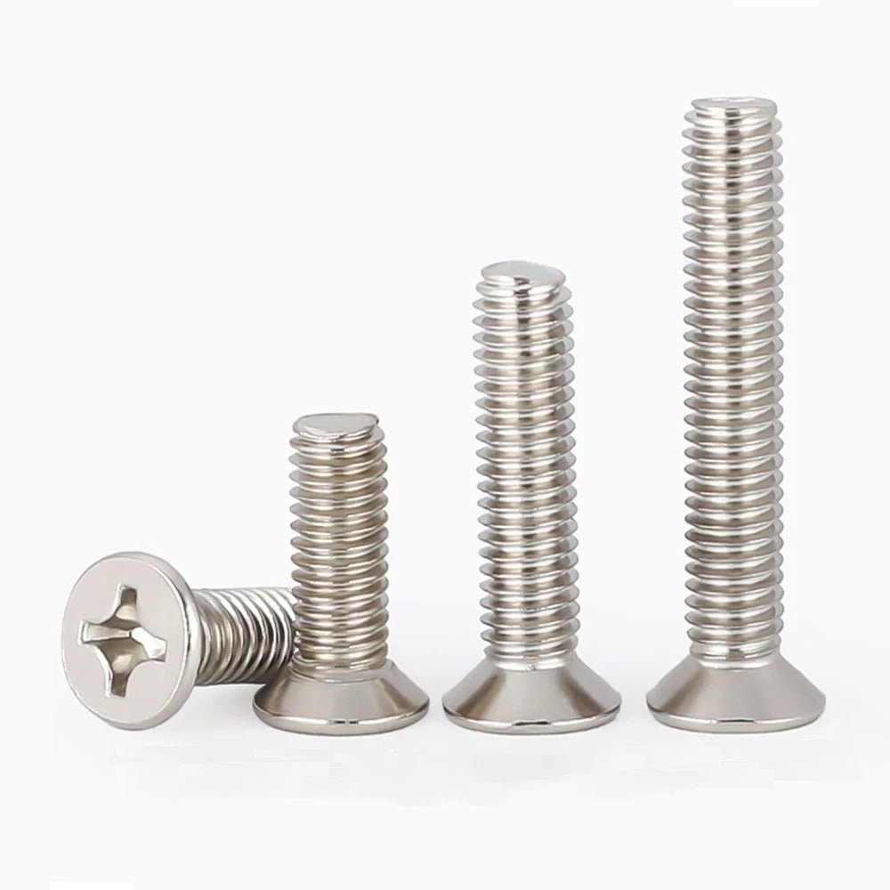 M1.2–M4 Countersunk Phillips Machine Screws | Nickel Plated Steel | Flat Head Bolts - HomeDIYer
