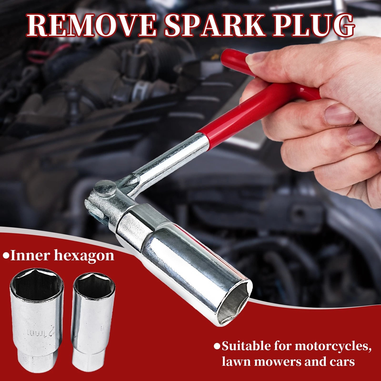 3PCS Spark Plug Removal Tool 16 21mm T-Handle Flexible Spanner Socket Wrench Set