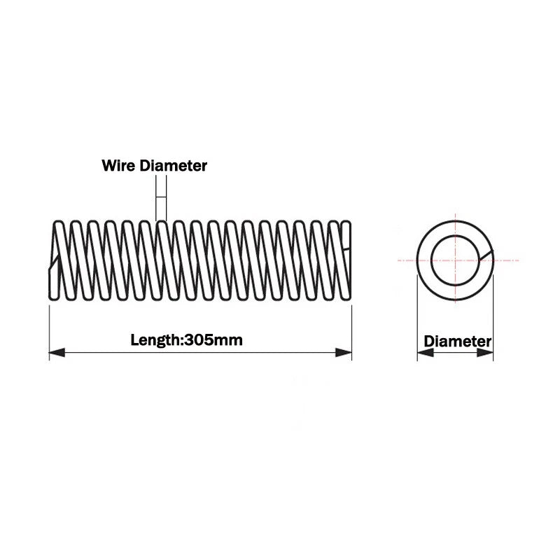 Compression Spring Various Size 2mm-30mm Diameter & 305mm Length Pressure Small